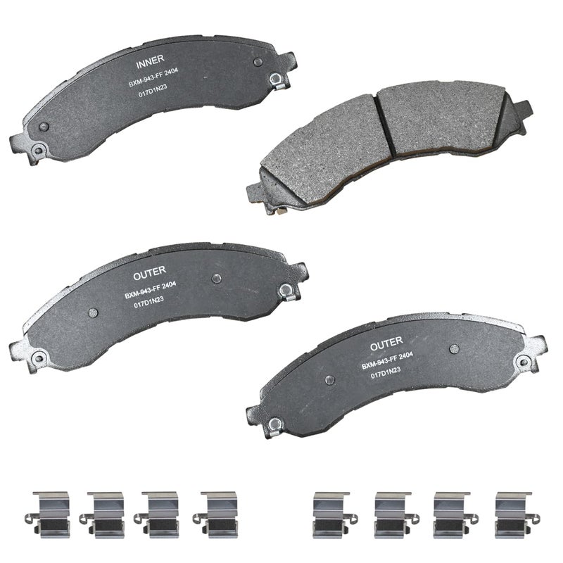 بنديكس وسادات الفرامل الأمامية شبه المعدنية Bendix Premium SBM2404 لسيارة شيفروليه إكسبريس 2500 2023-2021، إكسبريس 3500 2023-2021، إكسبريس 4500 2023-2022، جي إم سي سافانا 2500 2023-2021، سافانا 3500 2023-2021,4500 2022-2021 - Image 1